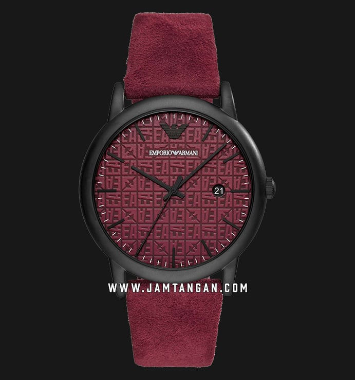 Emporio Armani Luigi AR11273 Man Red Logo Texture Dial Red Leather Strap