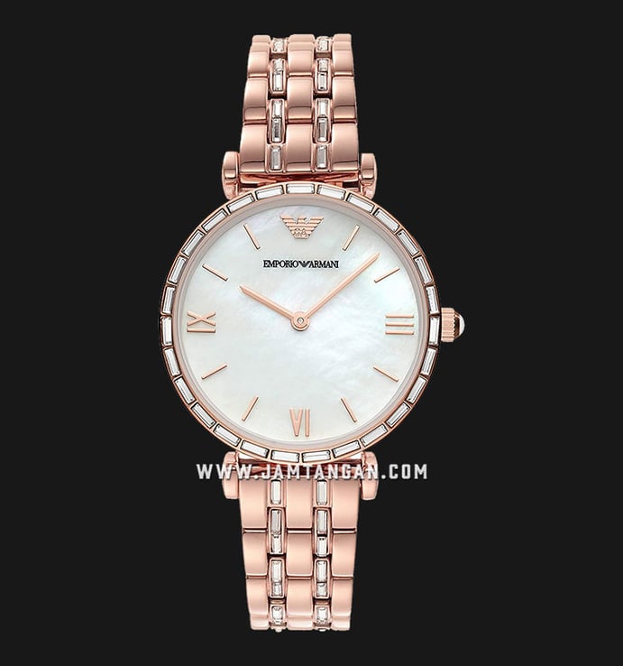 Emporio Armani AR11294 Ladies Mother Of Pearl Dial Rose Gold Stainless Steel Strap