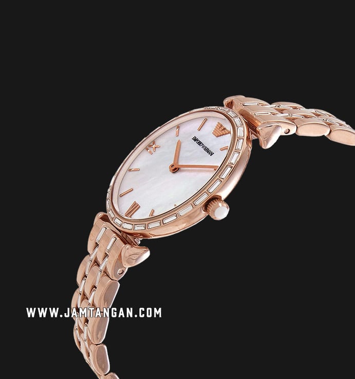 Emporio Armani AR11294 Ladies Mother Of Pearl Dial Rose Gold Stainless Steel Strap