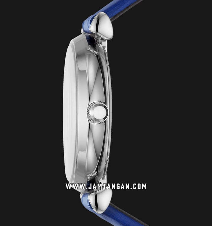Emporio Armani Fashion AR11344 Ladies Silver Dial Blue Leather Strap