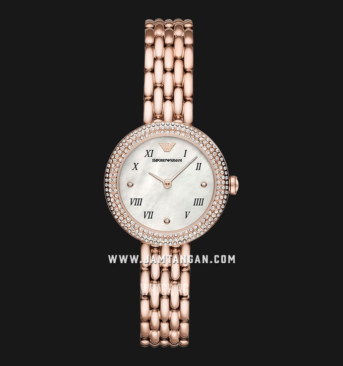 Emporio Armani AR11355 Ladies Mother Of Pearl Dial Rose Gold Stainless Steel Strap