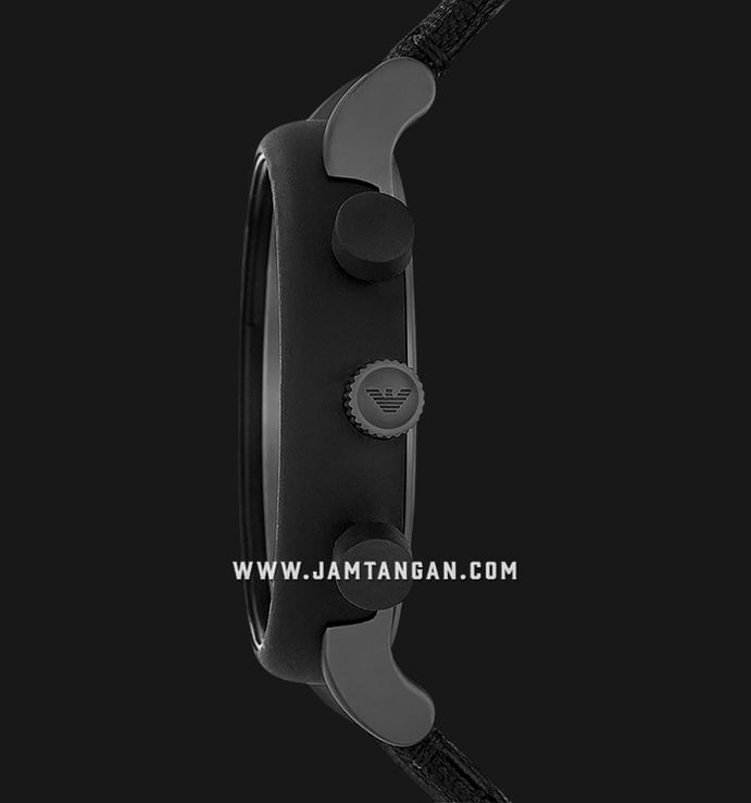 Emporio Armani Chronograph AR11409 Men Dark Grey Dial Black Fabric Strap