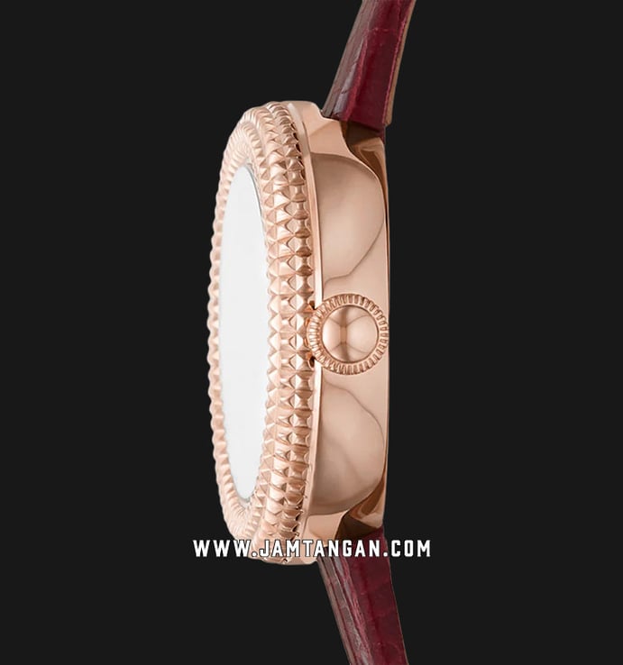 Emporio Armani Fashion AR11417 Ladies MOP Dial Burgundy Leather Strap