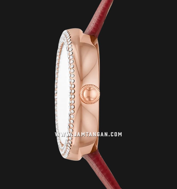 Emporio Armani Fashion AR11438 Silver Dial Red Leather Strap