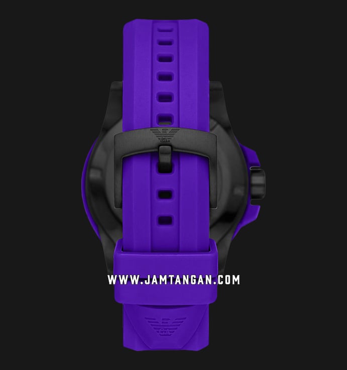 Emporio Armani Sport AR11441 Acqua Black Mother of Pearl Dial Purple Rubber Strap