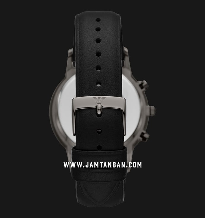 Emporio Armani Chronograph AR11473 Renato Silver Dial Black Leather Strap