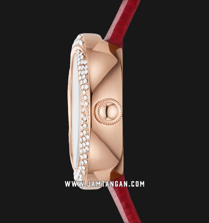 Emporio Armani Fashion AR11475 Rosa Mother of Pearl Dial Red Leather Strap