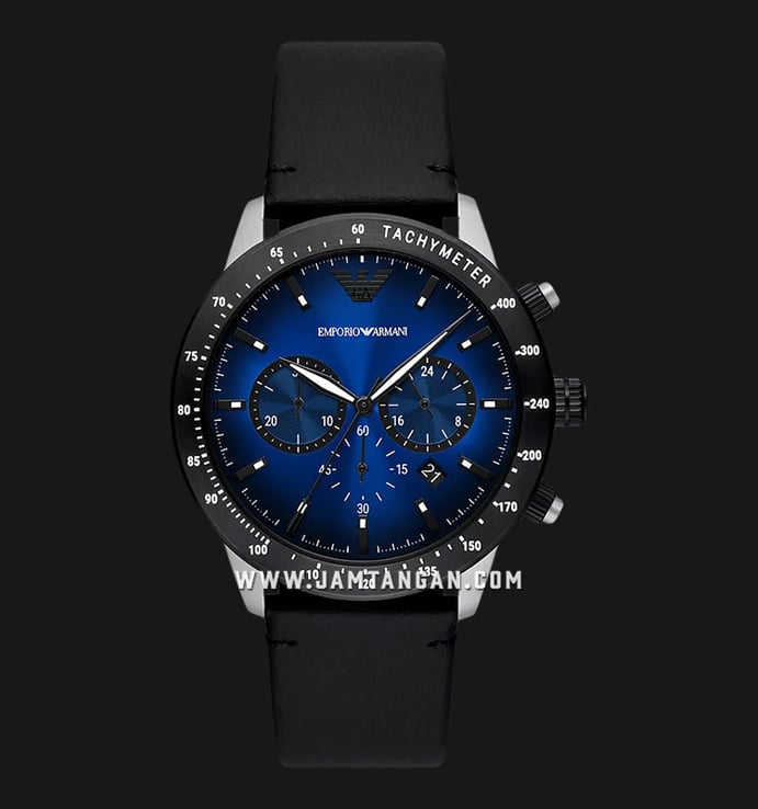 Emporio Armani Chronograph AR11522 Blue Dial Black Leather Strap