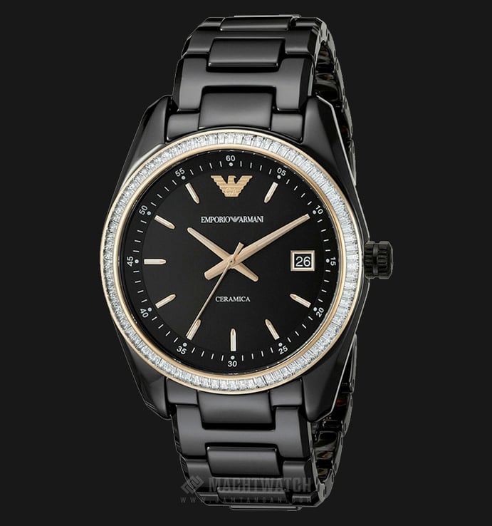 Emporio Armani AR1496 Ceramica Black Dial Black Ceramic Watch