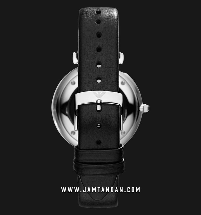 Emporio Armani Classic AR1674 Silver Dial Black Leather Strap