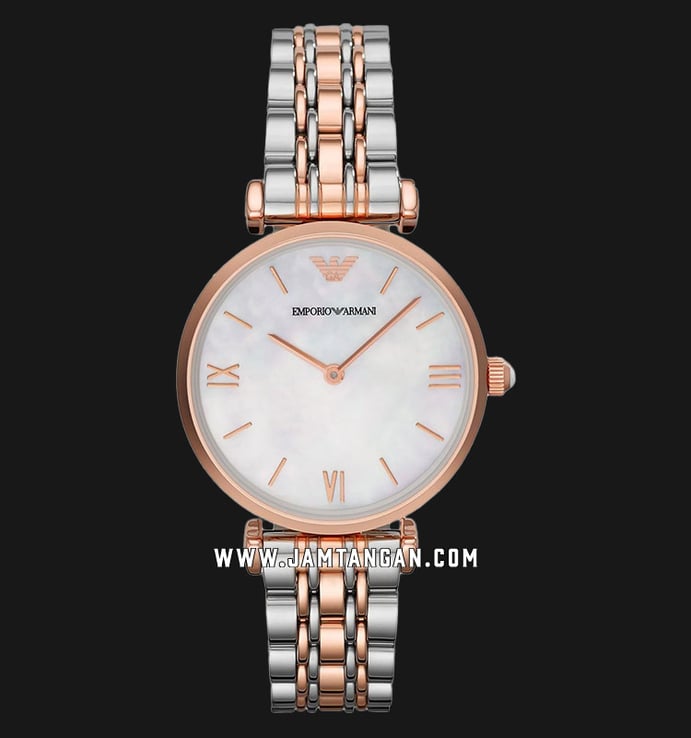 Emporio Armani Classic AR1683 Mother of Pearl Dial Dual Tone Stainless Steel Strap