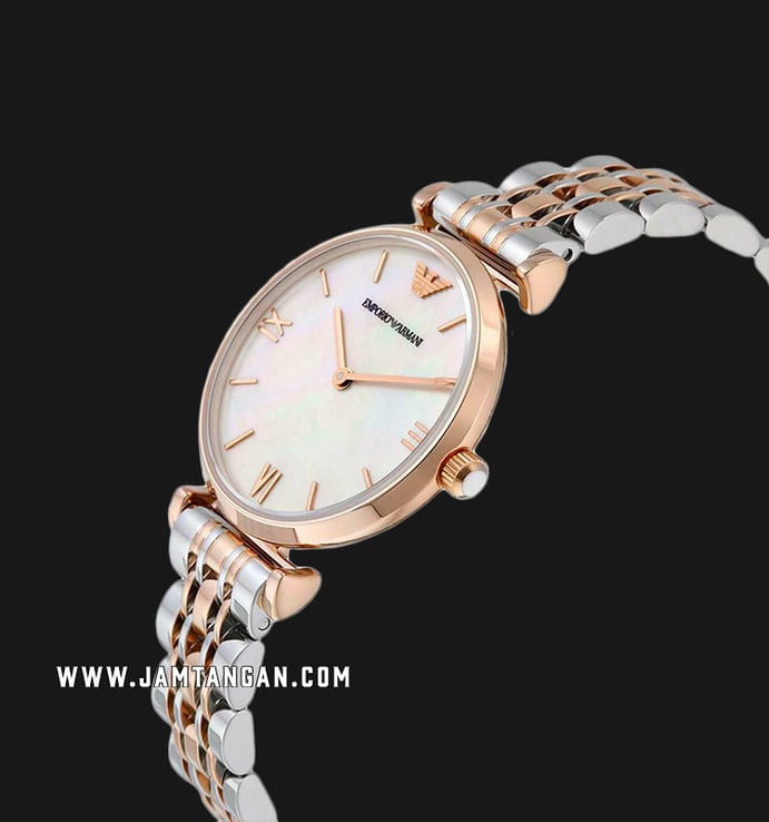 Emporio Armani Classic AR1683 Mother of Pearl Dial Dual Tone Stainless Steel Strap