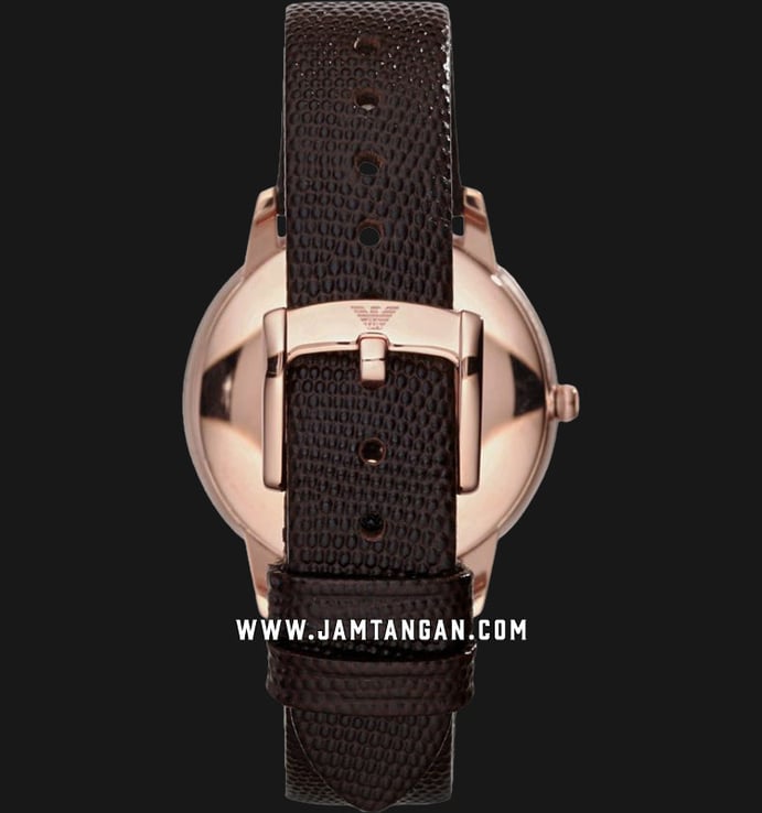 Emporio Armani AR1748 Ladies White Mother of Pearl Dial Brown Leather Strap