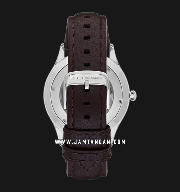 Emporio Armani Automatic AR1946 Meccanico Skeleton Dial Dark Brown Leather Strap