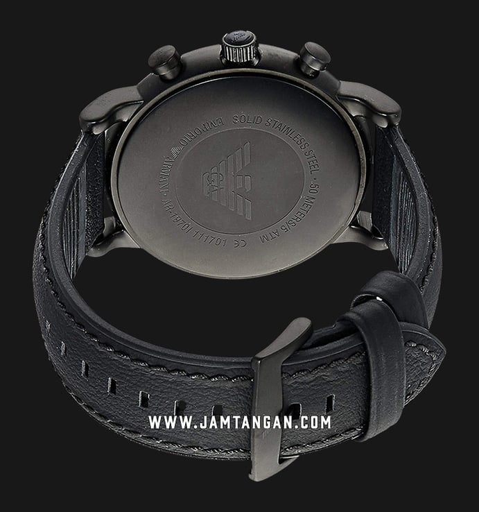 Emporio Armani Chronograph AR1970 Black Dial Black Leather Strap
