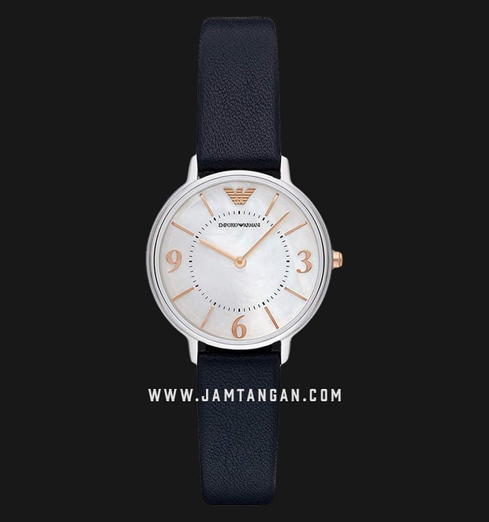 Emporio Armani Classic AR2509 White Mother of Pearl Dial Blue Leather Strap