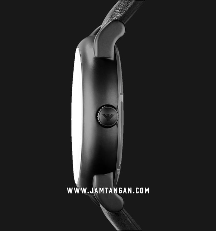 Emporio Armani Automatic AR60012 Men Black Skeleton Dial Black Leather Strap