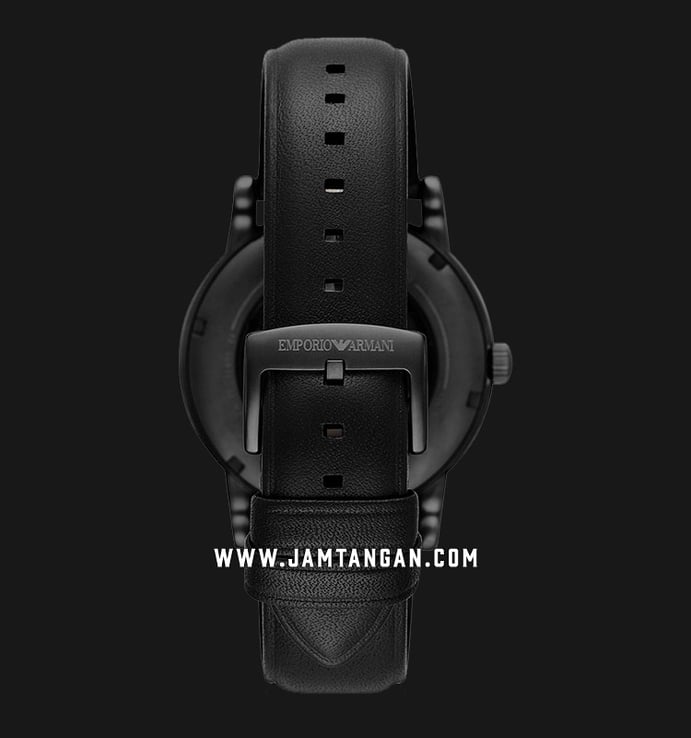 Emporio Armani Automatic AR60012 Men Black Skeleton Dial Black Leather Strap