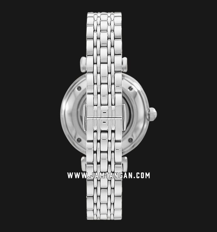 Emporio Armani Automatic AR60022 Ladies Silver Open Heart Dial Silver Stainless Steel Strap