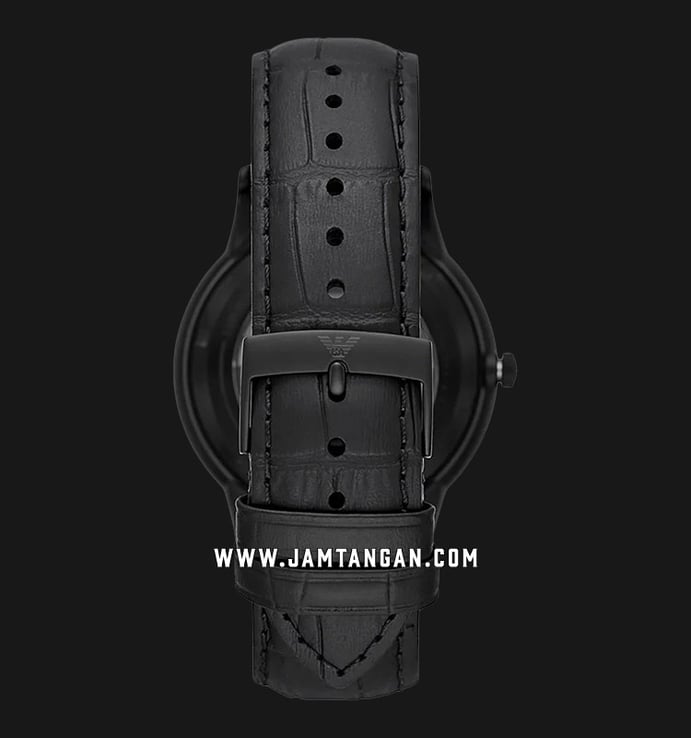 Emporio Armani Automatic AR60042 Men Black Skeleton Dial Black Leather Strap