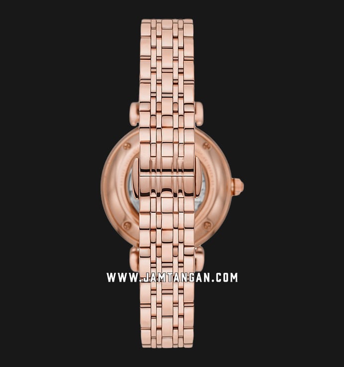 Emporio Armani Automatic AR60043 Ladies Open Heart Blue Dial Rose Gold Stainless Steel Strap