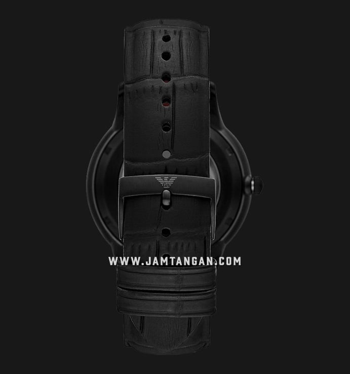Emporio Armani Automatic AR60046 Meccanico Men Open Heart Black Dial Black Leather Strap