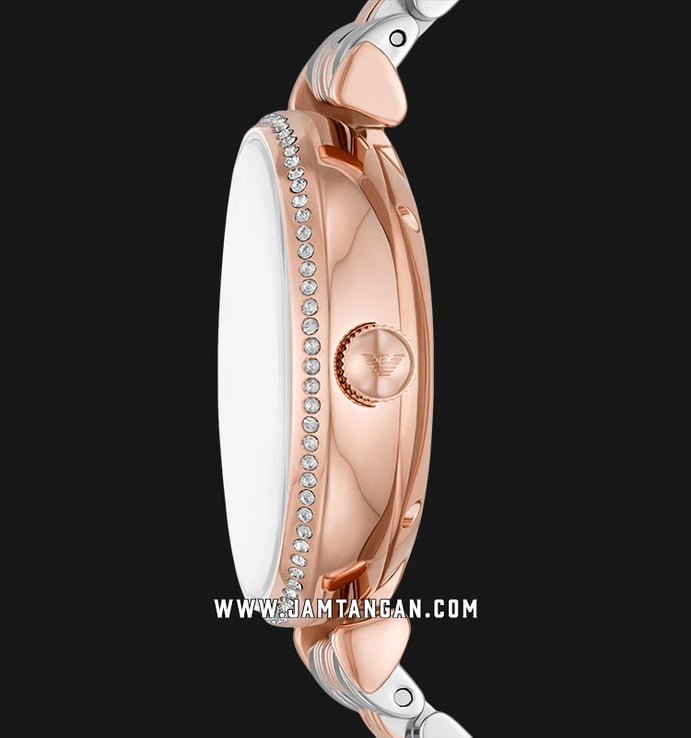 Emporio Armani Automatic AR60049 Ladies Open Heart Mother Of Pearl Dial Stainless Steel Strap