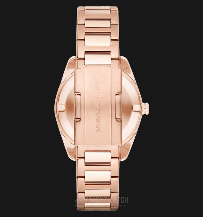 Emporio Armani AR6065 Silver Sunray Dial Rose Gold-tone Stainless Steel
