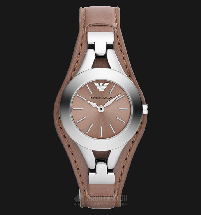 Emporio Armani AR7382 Donna Brown Dial Stainless Steel Case Leather Strap