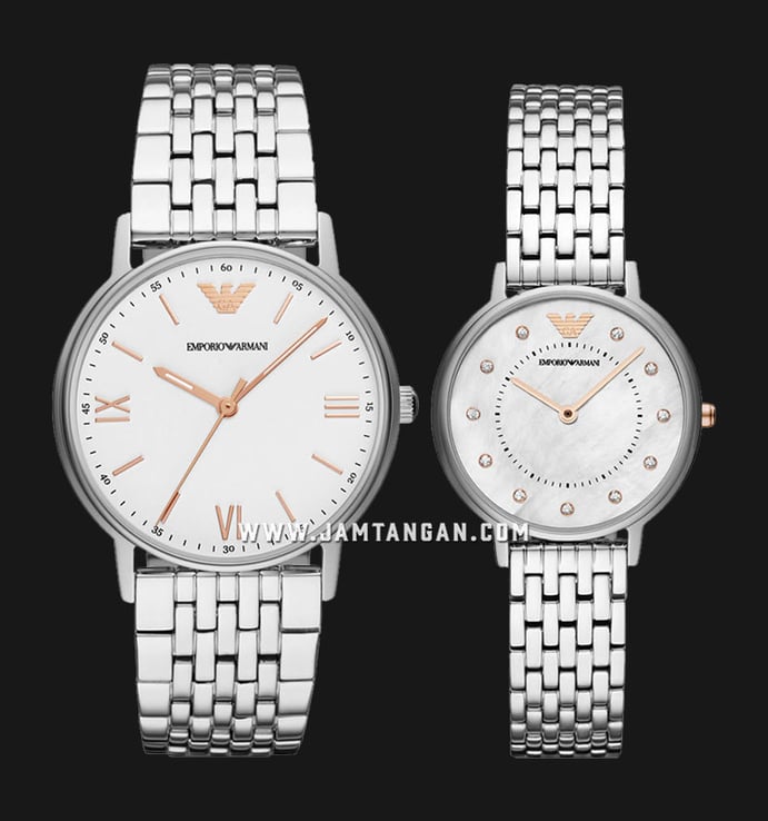 Emporio Armani Kappa AR80014 White Dial and Mother of Pearl Dial Stainless Steel Strap