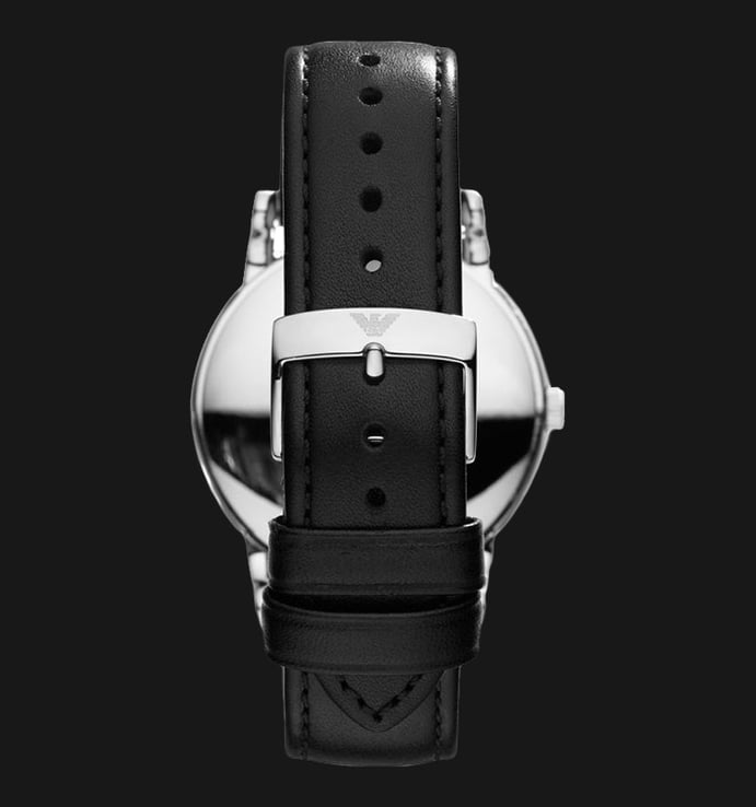 Emporio Armani Fashion AR80059 Luigi Men Black Dial Black Leather Strap