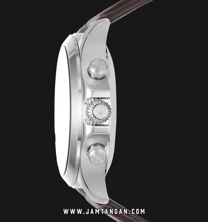 Emporio Armani Hybrid Smartwatch ART3014 Chronograph Biege Pattern Dial Brown Leather Strap