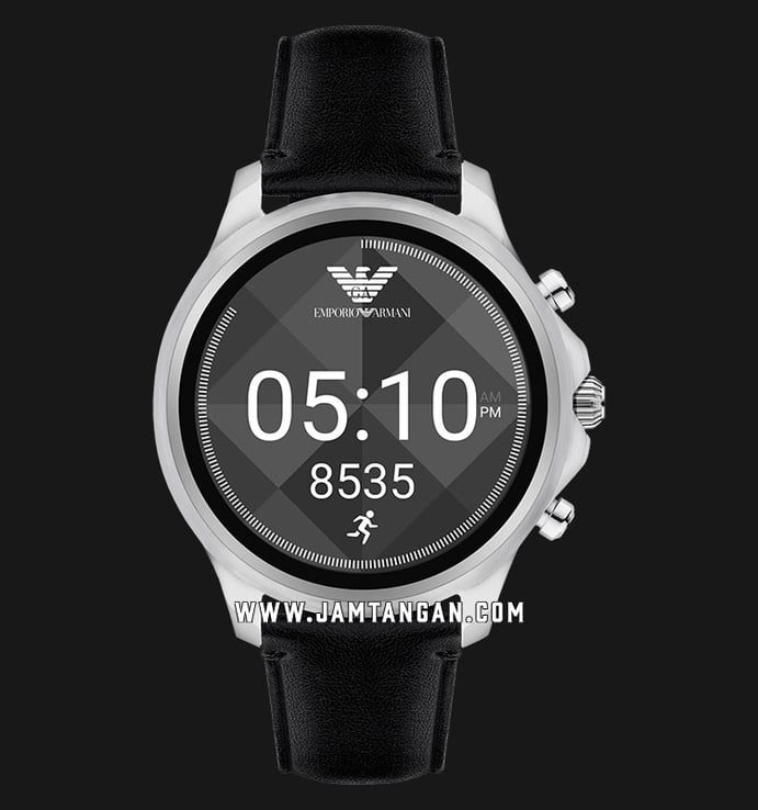 Emporio Armani ART5003 Touchscreen Smartwatch Men Black Dial Black Leather Strap