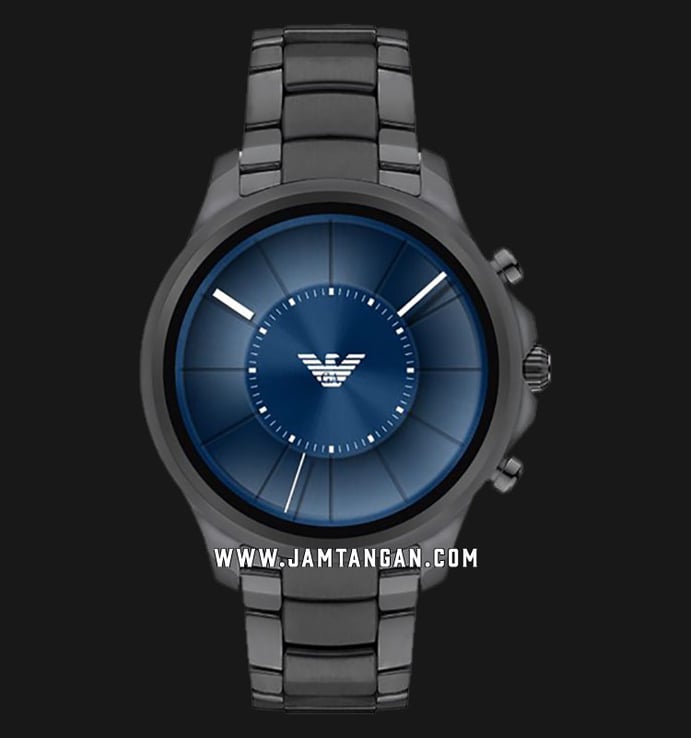 Emporio Armani ART5005 Touchscreen Smartwatch Men Blue Dial Black Stainless Steel Strap