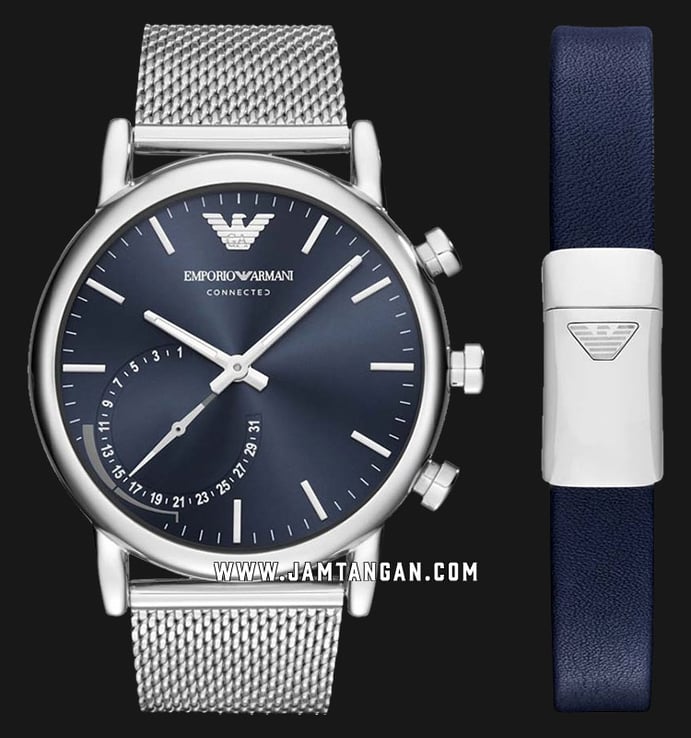 Emporio Armani Connected Smartwatch ART9003 Men Blue Dial Mesh Strap + Bracelet Gift Set