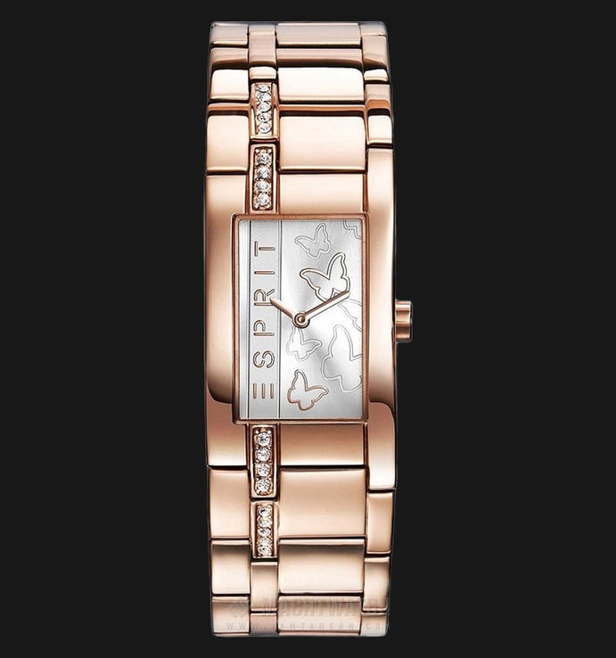 ESPRIT ES108912002 Ladies Silver Dial Rose Gold Stainless Steel Strap Watch