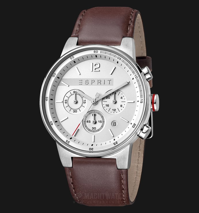 ESPRIT Equalizer ES1G025L0015 Chronograph Men Silver Dial Brown Leather Watch
