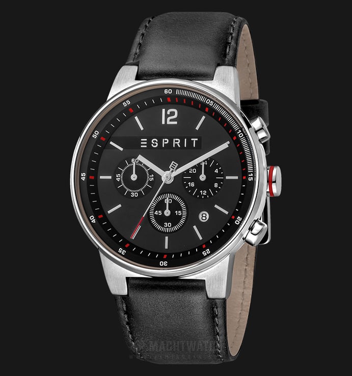 ESPRIT Equalizer ES1G025L0025 Chronograph Men Black Dial Black Leather Watch
