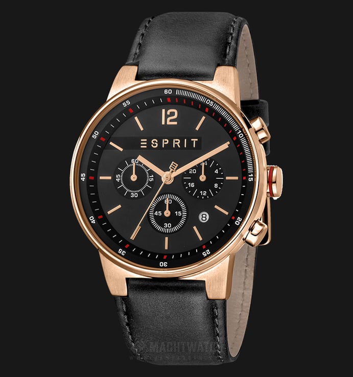 ESPRIT Equalizer ES1G025L0035 Chronograph Men Black Dial Black Leather Watch