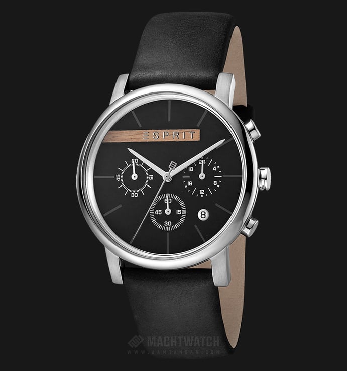 ESPRIT Vision ES1G040L0025 Chronograph Men Black Dial Black Leather Watch