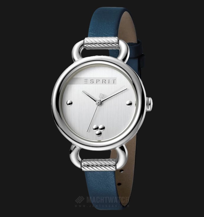 ESPRIT Play ES1L023L0015 Ladies Silver Dial Blue Leather Watch + Extra Strap