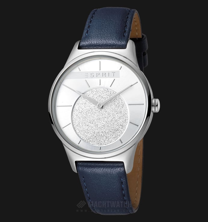 ESPRIT Grace ES1L026L0015 Ladies Silver Glitter Dial Blue Leather Watch