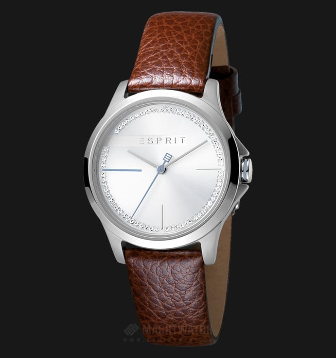 ESPRIT ES1L028L0015 Ladies Silver Dial Brown Leather Watch