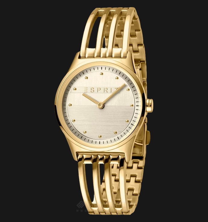 ESPRIT Unity ES1L031M0035 Ladies Champagne Dial Gold Stainless Steel Watch + Extra Bracelet