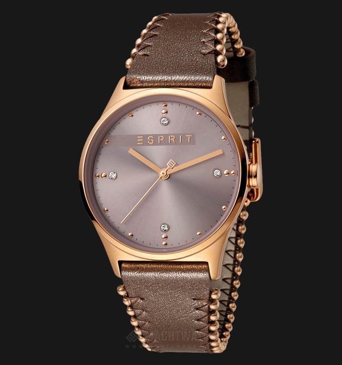 ESPRIT Drops ES1L032L0045 Ladies Taupe Dial Brown Pearl Leather Watch