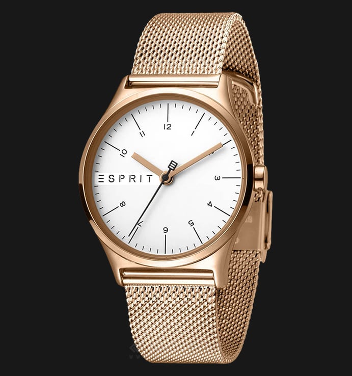 ESPRIT Essential ES1L034M0085 Ladies White Dial Rose Gold Stainless Steel Watch