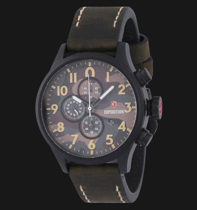 Expedition E6678-MCLIPBAIV Man Black Dial Leather Strap