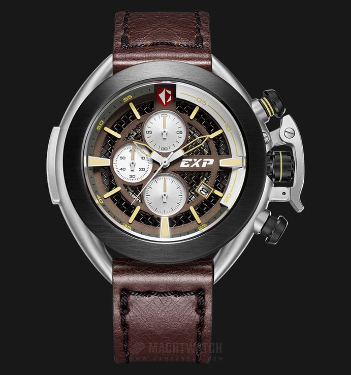 Expedition E 3001 MC LTBBA Man Chronograph Brown Pattern Dial Brown Leather Strap