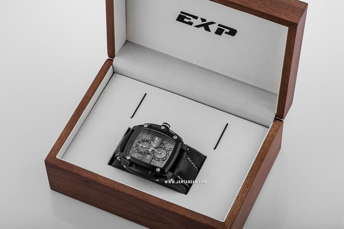Expedition E 3008 MC LIPBA Chronograph Men Black Dial Black Leather Strap