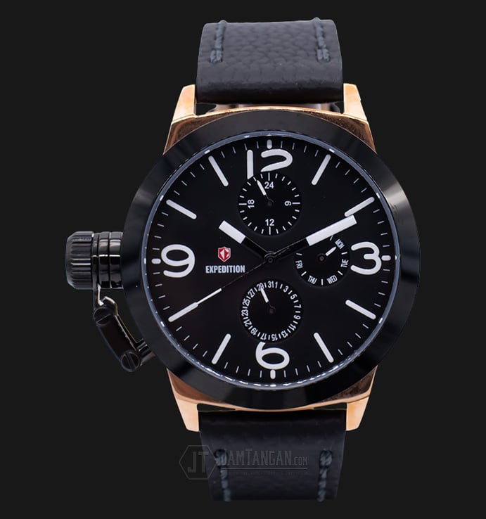 Expedition E 6339 BF LBRBA Ladies Black Dial Black Leather Strap